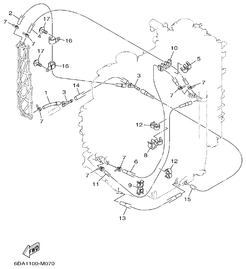 Yamaha F200FET, FL200FET CYLINDER & CRANKCASE 4 parts diagram